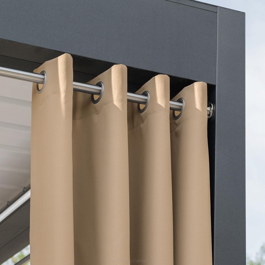 Zasłona gotowa na przelotkach GARDENIA 140x240 wodoodporna ogrodowa nude