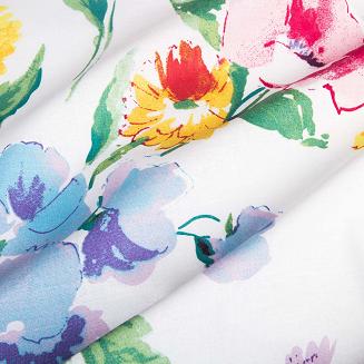 Pościel bawełniana COTTONLOVE 140x200 biała kolorowe polne kwiaty