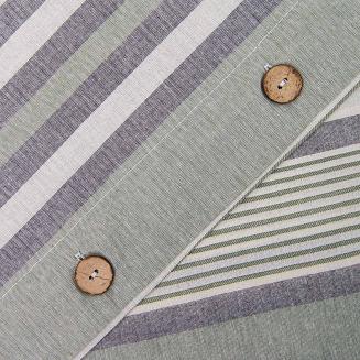 Pościel bawełniana DOKYA 220x200 NATURAL Darymex ecru, szare, zielone paski