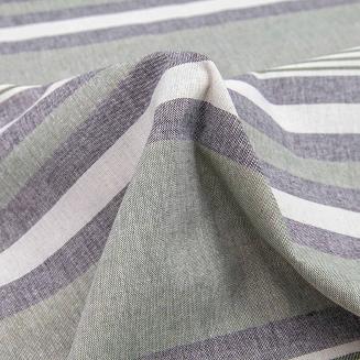 Pościel bawełniana DOKYA 220x200 NATURAL Darymex ecru, szare, zielone paski