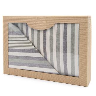 Pościel bawełniana DOKYA 220x200 NATURAL Darymex ecru, szare, zielone paski