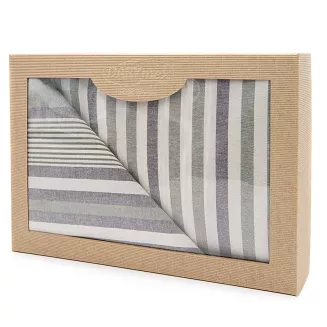 Pościel bawełniana DOKYA 220x200 NATURAL Darymex ecru, szare, zielone paski