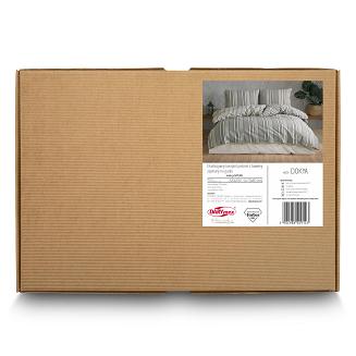 Pościel bawełniana DOKYA 220x200 NATURAL Darymex ecru, szare, zielone paski