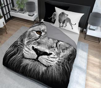 Pościel bawełniana 200x220 NATURA szary lew