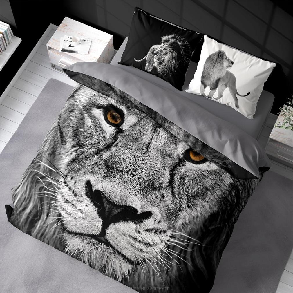 Pościel bawełniana 200x220 NATURA szary lew