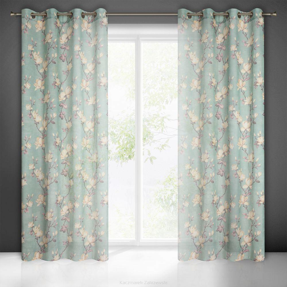 Zasłona gotowa na przelotkach LUNA 140x250 Eurofirany miętowy/różowy