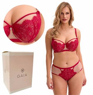 Biustonosz z koronką GAIA Semi-Soft Aina 1273 półusztywniany czerwony mokka