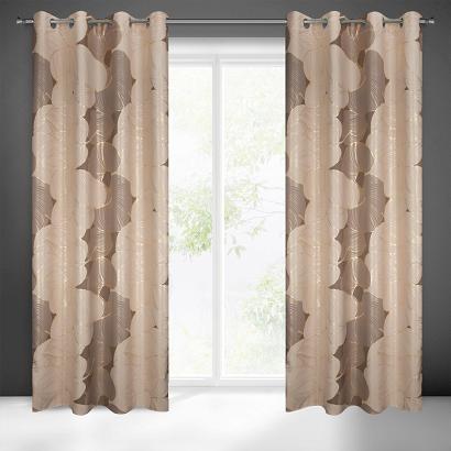 Zasłona gotowa na przelotkach FREZJA 140x250 Eurofirany beżowa w liście