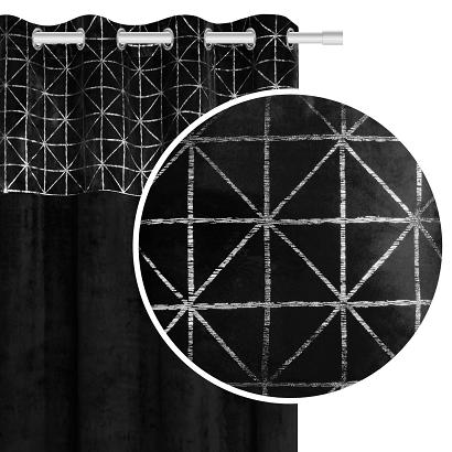 Zasłona gotowa na przelotkach GLOSSY 140x250 welurowa półzaciemniająca czarna