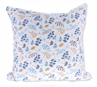 Poszewka z kory 40x40 biała turkusowa granatowa złota kwiatowy rzucik