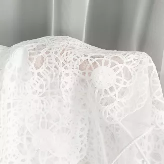 Firana gotowa na przelotkach LIZA 140x250 Eurofirany naturalna z koronkową aplikacją na dole