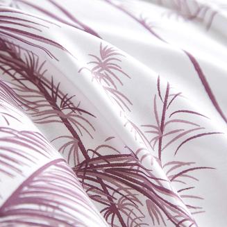 Biała Pościel Vintage z Nadrukiem Satyna Bawełniana 220x200 z Pudrową Lamówką Biza