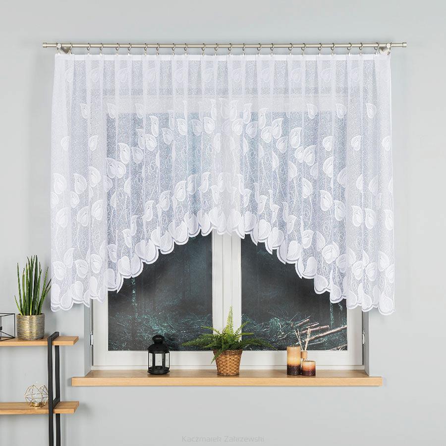 Firanka żakardowa gotowa na żabki NORA 300x130 biała