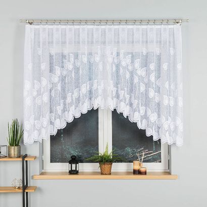 Firanka żakardowa gotowa na żabki NORA 300x130 biała