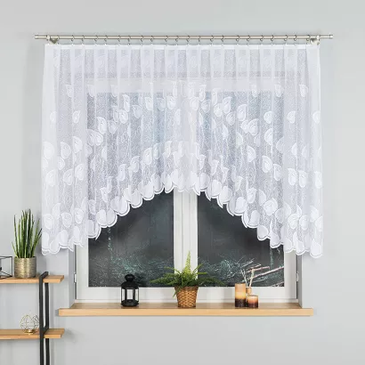 Firanka żakardowa gotowa na żabki NORA 300x130 biała