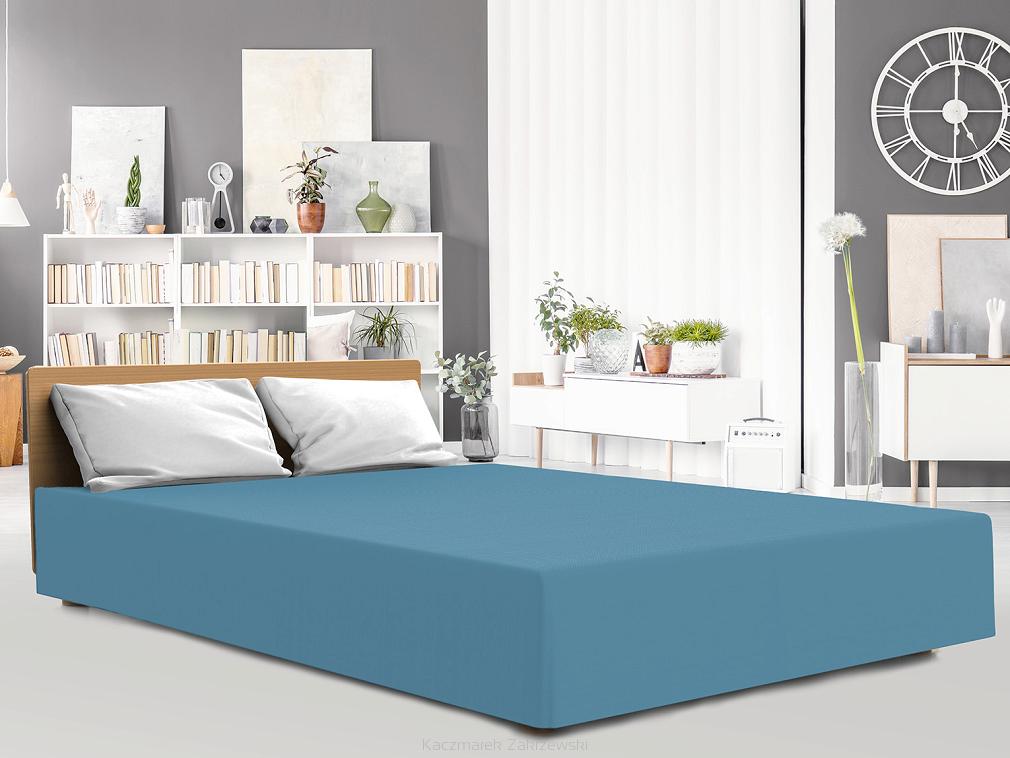 Prześcieradło jersey z elastanem z gumką 140x200 Darymex niebieskie