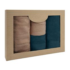 Komplet ręczników 4 częściowy Solano Darymex cappuccino granatowy