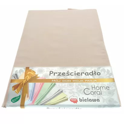 Prześcieradło bawełniane bez gumki 200x220 rubin jasnobeżowe