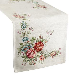 Bieżnik dekoracyjny gobrlin 40x100 Eurofirany naturalny w kwiaty