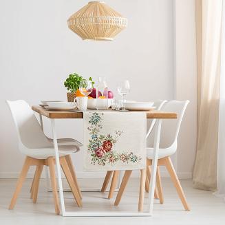 Bieżnik dekoracyjny gobrlin 40x100 Eurofirany naturalny w kwiaty