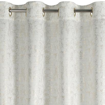 Zasłona gotowa na przelotkach RONYA 140x250 Eurofirany kremowa z błyszczącym szampańskiem nadrukiem