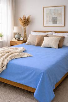 Prześcieradło bawełniane bez gumki 140x200 noris niebieskie