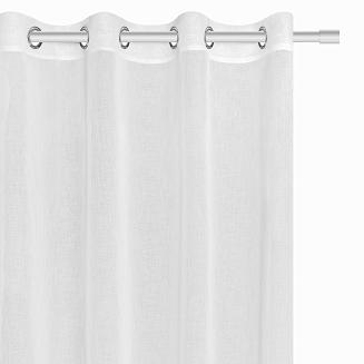 Firana gotowa na przelotkach STONE 140x250 biała z ozdobną taśmą