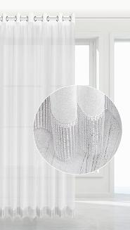 Firana gotowa na przelotkach STONE 140x250 biała z ozdobną taśmą