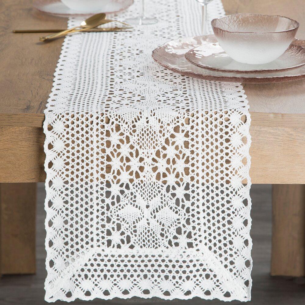 Obrus dekoracyjny MEGGY 32x180 Eurofirany biały