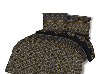 Pościel bawełniana 160x200 COTTONLOVE czarna złota ornament glamour