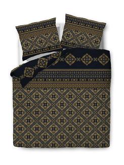Pościel bawełniana 160x200 COTTONLOVE czarna złota ornament glamour
