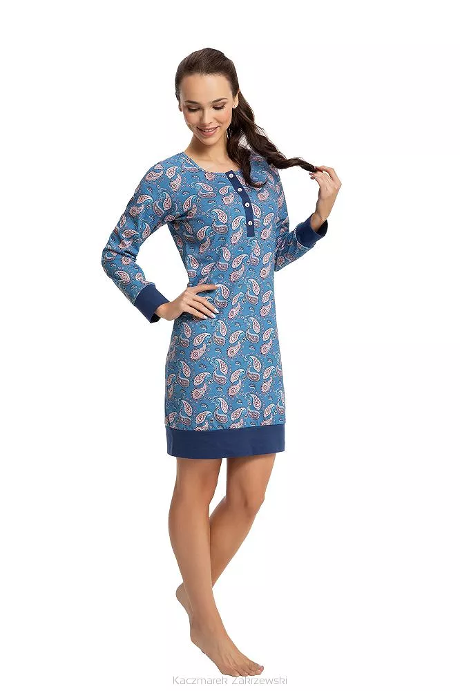 Koszula damska LUNA kod 117 niebieska indygo paisley