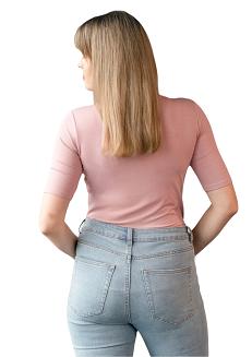 Bluzka damska półgolf z krótkim rękawem LAYLA różowa