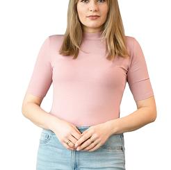 Bluzka damska półgolf z krótkim rękawem LAYLA różowa