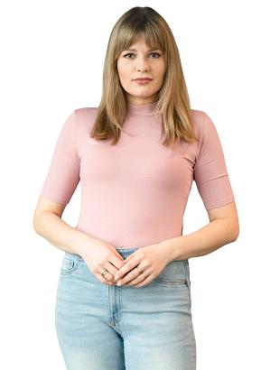 Bluzka damska półgolf z krótkim rękawem LAYLA różowa