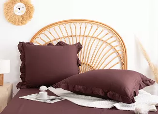 Pościel satyna bawełniana 160x200 Ruffy Premium brązowa z falbanką