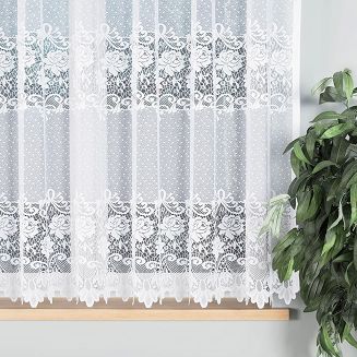 Firanka żakardowa gotowa na żabki DEMETRIA 300x160 biała