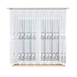 Firanka żakardowa gotowa na żabki DEMETRIA 300x160 biała