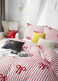 Biała Świąteczna Pościel z Mikrofibry z Nadrukiem 140x200 Xmass Bow