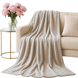 Beżowy Koc Z Mikrofibry 250x300 Solo XXL