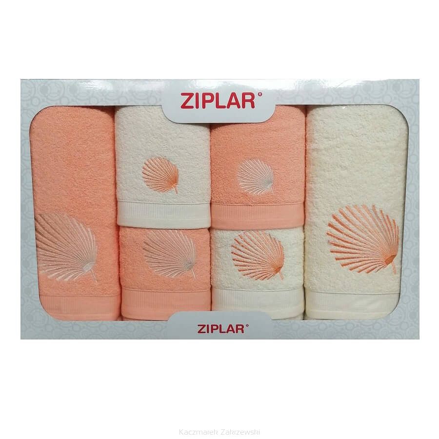 KOMPLET ręczników 6 szt. ZIPLAR morela/ekri