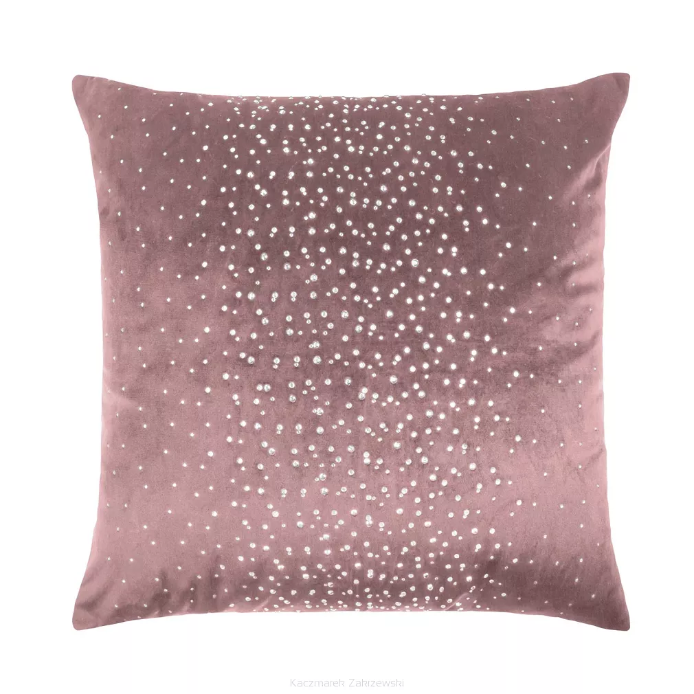 Poszewka dekoracyjna SHINY 45x45 welurowa pudrowy róż w kryształki