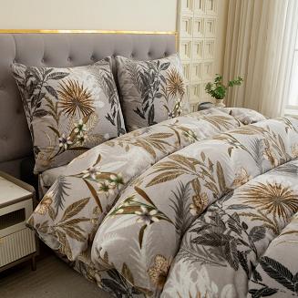 Pościel polarowa 220x200 welur szara jesienny ogród