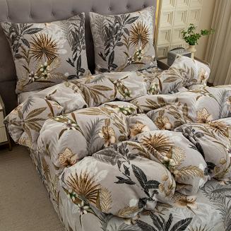 Pościel polarowa 220x200 welur szara jesienny ogród