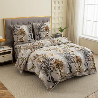 Pościel polarowa 220x200 welur szara jesienny ogród