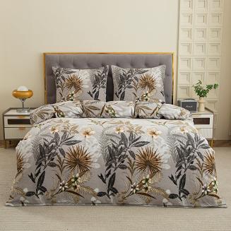 Pościel polarowa 220x200 welur szara jesienny ogród