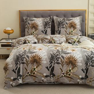 Pościel polarowa 220x200 welur szara jesienny ogród