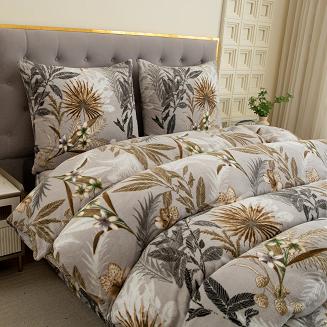 Pościel polarowa 220x200 welur szara jesienny ogród