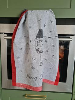 Ścierka kuchenna świąteczna ZWOLTEX Santa Claus wzór mikołaja szara czerwona