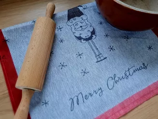 Ścierka kuchenna świąteczna ZWOLTEX Santa Claus wzór mikołaja szara czerwona
